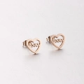 Orecchini a lobo a cuore in oro rosa con elegante scritta love traforata - Oro Rosa (KE86556-K)