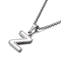 Minimalist silver-toned titanium steel necklace featuring letter Z shell pendant - Style Z (KN81204-K)