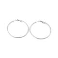 Orecchini a cerchio in argento minimalisti con trama a righe e chiusura a scatto - Argento (50*2mm)