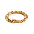 Pulsera cubana de 11MM chapada en oro de 18K para hombre con cierre de lujo con diamantes - Estilo con Incrustaciones de Diamantes (KB110644-Z) / Dorado con Circonita