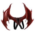 Large red dragon wings for adult cosplay made of PU leather with realistic scale textures - One Size / Red