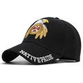 Detailed close-up of eagle embroidery and Native Pride text on a black baseball cap - Black Eagle Shield (05)