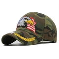 Camo baseball cap featuring bald eagle embroidery and American flag on crown - Jungle Camo Eagle Flag (01)