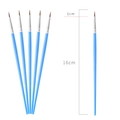 Set di 5 pennelli a punta fine blu in nylon per bambini con lunghezza di 16 cm - Pennello per Linee Sottili / Blu