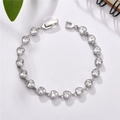 Elegante hartvormige armband met sprankelende AAA-zirkonia en zilveren afwerking - Wit - Ongeveer 17,5 cm
