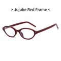 Lunettes de soleil ovales rouge jujube avec verres anti-lumière bleue et rivets - Monture Rouge Jujube