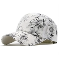 Women's summer lace baseball cap with black floral embroidery and breathable mesh design - Adjustable / Black