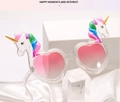 Unicorn heart shaped party sunglasses with pink gradient lenses and glitter frame - Colorful Unicorn