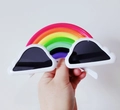 Funny rainbow cloud sunglasses with white frames and dark lenses for parties and kids - Rainbow Black Lens