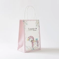 Pink kraft paper gift bag with unicorn illustration and wave edge design for girls - 15*21*8cm / Pink Unicorn / Small