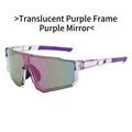 Outdoor cycling sunglasses with transparent purple frame and purple mirrored lenses - Translucent Purple Frame Purple Mirror Lens