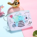 Dettaglio del portamonete in PU con illustrazioni di moda e anello portachiavi - Stile 01 (Ragazza alla moda/PU a grana incrociata)