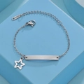 Polished stainless steel ID bracelet for kids with adjustable chain and star pendant - Silver Pentagram