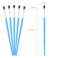 Set of 6 sky blue flat head nylon hair brushes for painting, 17cm total length - Black Bristle Flat Brush / Blue