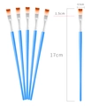 5-piece set of blue flat head nylon brushes with orange bristles and dimensions - Two-Color Small Flat Brush / Blue