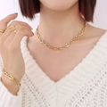 Minimalist chunky chain jewelry set with necklace and bracelet in 18K gold finish - Gold Thick Chain Jewelry Set-P1157