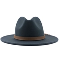 Detail of dark grey fedora wool hat featuring a premium brown snake pattern band - Dark Gray