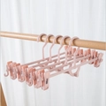 5er-Set verstellbare hellrosa Kunststoff-Kinderbügel mit Clips für Socken und Wäsche - 3031 Rutschfest / Rosa