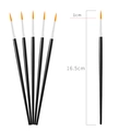 Black nylon hair liner brush set for fine detailing and miniature painting 16.5cm - Black Handle Round Painting Brush / Black