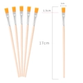 5-piece set of flat head painting brushes with orange nylon bristles and wooden handles - Wooden Handle Flat Painting Brush / Natural Wood Color