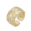 Minimalist gold irregular texture open ring with a vintage woven aesthetic design - Adjustable Open / Gold