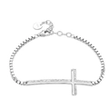 Elegant 925 sterling silver cross bracelet with a textured finish in bright silver - 925 Silver / White Gold