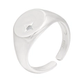 S925 sterling silver adjustable open ring with a star-set diamond geometric round seal - Adjustable Open / White Gold