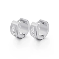 Orecchini a cerchio larghi in acciaio inossidabile con zirconi chiari verticali - Fibbia per orecchio in zirconia argento a fila singola (KE60067-K)