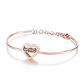 Rose gold heart bracelet featuring carved mama lettering for women's gift - Rose Gold