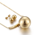 Minimalistisches Set aus Goldkugel-Halskette und Ohrsteckern für Damen aus Edelstahl - Gold (KS47519-Z)