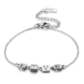 Bracciale LOVE minimalista in argento con zirconi e catena regolabile in acciaio inossidabile - Acciaio (KB115705-K)