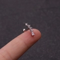 Orecchino per cartilagine in acciaio inossidabile argento con zirconi luccicanti - Stile a Fila Curva (2#)