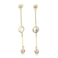 Long gold tassel earrings for women with sparkling round rhinestones and tiered design - Gold KE99339-KLX / Gold