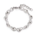Poliertes silbernes Unendlichkeits-Gliederarmband mit verstellbarem Karabinerverschluss - Stahlfarbe