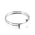 Minimalist silver multi-layer stainless steel wire bangle with bead ends for women - Bracelet (KB129480-Z) / Silver