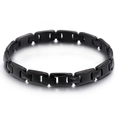 Bracciale classico da uomo in acciaio inossidabile nero opaco con maglie geometriche - Nero (KB92304)