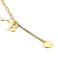 Collar de acero inoxidable dorado con letra B y cadena de eslabones mixtos - Inicial B(KN114953-Z)