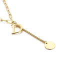 Collar minimalista de acero dorado con colgante letra D y cadena de eslabones clip - Inicial D(KN114956-Z)