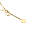 Gold stainless steel initial Q necklace with asymmetrical box and paperclip chain links - Initial Q(KN114969-Z)