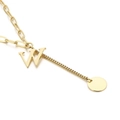 Gold-plated stainless steel necklace featuring a letter W pendant and round disc - Initial W(KN114975-Z)