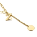 Gold plated stainless steel necklace featuring a letter Z pendant and mixed chain design - Initial Z(KN114978-Z)