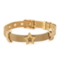 Bracelet réglable en maille dorée avec breloques lune et étoile en acier inoxydable - Or (KB112809-K)