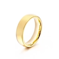 Polished golden stainless steel round band ring with a minimalist flat surface design - US 6 / Polished Gold Band (KR20060-D)