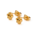 Minimalist 18K gold plated stainless steel stud earrings in hollow paw print design - Gold