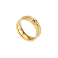 Gold plated stainless steel ring with geometric diamond pattern and knurled edges - US 6 / Gold Color Men Style - Geometric Engraved (KR86356-K)