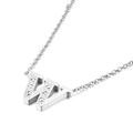 Zilveren roestvrijstalen ketting met hoofdletter W hanger en zirkonia steentjes - Letter W