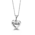Silver-finished heart-shaped Mama necklace pendant in stainless steel for women - Steel Color (KN89585-K)