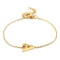 Bracciale in acciaio al titanio dorato con ciondolo lettera A e quattro strass brillanti - Stile Lettera A (KB117678-KLB)
