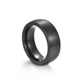 8mm minimalist black matte brushed titanium steel ring for men displayed at 45-degree angle - US 8 / Black