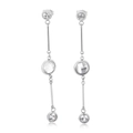 Elegant long tassel earrings in stainless steel with crystal rhinestones for women - Steel Color KE99366-KLX / Silver